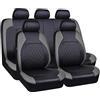 SPEESY Coprisedili Auto Pelle per Dacia Jogger Extreme/Logan Mcv/Duster Nova,5 posti Impermeabile Per Tutte Le Stagioni-Grigio