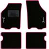 QUEMAR Tappetini Auto per Lancia Ypsilon 3 porte, Bordo Rosa, 2 Ricami | 2003-2011 / Kit Tappeti Moquette e Gomma su Misura / Set 2 Anteriori + 2 Posteriori / Ricami e Colori Personalizzati