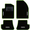 QUEMAR Tappetini Auto compatibili con Ford Fiesta MkV 5 serie 2002-2008/ Kit Tappeti Moquette e Gomma su Misura (Set 2 Anteriori + 2 Poster.)/Ricami e Colori Personalizzati (4 Ricami, Bordo V.Acido)