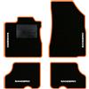 QUEMAR Tappetini Auto per Dacia Sandero, Bordo Arancio, 4 Ricami | anche Stepway / 2012-2020 / Kit Tappeti Moquette e Gomma su Misura / Set 2 Anteriori +2 Post./ Ricami e Colori Personalizzati