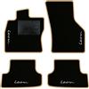 QUEMAR Tappetini Auto per Seat Leon IV KL, Bordo Beige, 4 Ricami | dal 2020 / anche eTSI / Kit Tappeti Moquette e Gomma su Misura / Set 2 Anteriori + 2 Poster. / Ricami e Colori Personalizzati