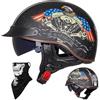EBAYIN Caschi Cromwell Jet e Demi-Jet Casco Moto A Mezzo Casco Retrò Harley Casco Anticollisione Di Sicurezza Per Scooter Chopper Cruiser DOT / ECE Con Occhiali A Sgancio Rapido,D-M=（57~58cm）