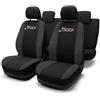 Lupex Shop Copri-sedili Auto Compatibili 500L Nero Grigio scuro | Set Copri-Sedile Anteriori e Posteriori | Logo Ricamato | Airbag Compatibile | Accessori Auto Interno