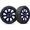 moto-MOLTICO Moltico Copricerchi - Set Copricerchi Universale 4 Pezzi - Adatto a Tutti i Cerchi in Acciaio - Copri Cerchioni - Anello di Sicurezza Regolabile - Blu-Nero - 16 Pollici