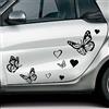 Pimastickerslab Kit 26 adesivi CUORE FARFALLE FIORI auto moto compatibile con PANDA 500 YPSILON SANDERO C3 PUMA YARIS PUNTO 208 AYGO SMART MINI Cod.1810 (070 NERO)