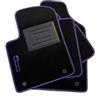 ASC Tappetini Auto Compatibili con Fiat 500 3 Porte 2012-2022,NO HYBRID-ELETTRICA, Moquette con Logo Ricamato, Bordo VIOLA, Bottoni e Battitacco
