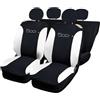 Lupex Shop 500_N.Bi Copri-sedili Auto Compatibili 500 | Nero Bianco | Set Copri-Sedile Anteriori e Posteriori | Logo Ricamato | Airbag Compatibile | Accessori Auto Interno