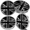 Biomar Labs Set Coprimozzo 68 mm 4 Pezzi Tappi Centrali Universali per Cerchi in Lega Coprimozzi Auto in Plastica Resistente Styling Esterno Tuning (Bandiera UK GB In Argento-Nero CBS 1)