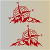 Pimastickerslab Kit 2 Adesivi Rosa dei Venti Adventure Avventura Offroad Auto Camper Decalcomanie Scegli Colore e Misura -cod. 1654- (031 Rosso, cm 57 x 37 cad.)