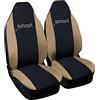 Rebeca Shop® Coprisedili Auto Compatibili per Smart | Made in Italy | Set Copri-sedile Anteriori Coppia (w451 - Seconda Serie, Nero/Beige)