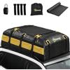 Outsunny Portabagagli da Tetto 595 Litri Impermeabile, Borsa da Tetto Auto con 6 Cinghie Rinforzate, Tappetino Antiscivolo e Ganci per Portiere, Adatto a Tutti i Veicoli con o senza Barre, Giallo