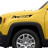 Generico Kit 2 Adesivi compatibile con Renegade wrangler defender Jimny Cherokee Navara Amarok L200 4x4 fascie parafango cofano montagna avventura scalata 2360 (070 Nero, cm 57x10)