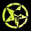 ERREINGE Sticker TESCHIO STELLA MILITARE ARMY GIALLO FLUO Adesivo prespaziato in PVC per Decalcomania Parete Murale Auto Moto Casco Camper Laptop - cm 35