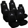 WOLTU Set Coprisedili Auto 7 Posti Seat Cover Protezioni Universali per Macchina Tessuto Poliestere Nero