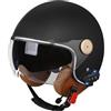 VVPEC Casco Moto Jet Bluetooth Auricolare E Microfono Integrati con Doppia Visiera Parasole Certificazione ECE Casco Jet Jet Per Adulti Uomini Donne - Mezze Caschi Moto Stile Vintage(Color:G,Size:M(57~58CM)