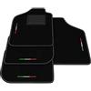 Generico Tappetini compatibili con Fiat Uno 1983-1995, ricamo bandiera Italia, kit tappetini auto personalizzati, set tappeti in moquette, bordo nero.