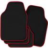 WOLTU Tappetini Universali per Auto Set Completo di Tappeto in Moquette Antiscivolo Cucitura Rosso