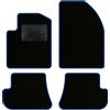 QUEMAR Tappetini Auto compatibili con Ford Fiesta MkV 5 serie 2002-2008/ Kit Tappeti Moquette e Gomma su Misura (Set 2 Anteriori + 2 Poster.)/Ricami e Colori Personalizzati (0 Ricami, Bordo Blu)