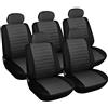 WOLTU Set Coprisedili Auto 5 Posti Per Pkw, Van Seat Cover Protezioni Universali per Macchina Tessuto Poliestere Nero/Grigio