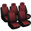 WOLTU Set Coprisedili Auto 5 Posti Per Pkw, Van Seat Cover Protezioni Universali per Macchina Tessuto Poliestere Nero/Rosso