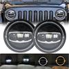 FTJKKVV Faro 1 Paio Fari Halo LED Per Auto Da 7 Pollici Per Jeep Per Wrangler TJ JK Per Rubicon 1997 1998 1999 2000 2001-2014 2015 2016 2017 Fari(2PCS Black)