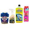 Ma-Fra Kit Trattamento Auto Interno ED Esterno. Trattamento 3IN1 PLASTICHE- CAR WASH SHAMPOO E CERA- GUANTO CAR WASH DOUBLE FACE, più 7 Panni Microfibra Multiuso 30x35 cm