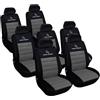 WOLTU Set Coprisedili Auto 7 Posti Seat Cover Protezioni Universali per Macchina Tessuto Poliestere Nero/Grigio