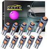 Qasim 10 lampadine LED T5 W3W a cuneo con attacco Twist Lock, 74, 70, 37, 17, 2721, PC74, PC37, luci LED per interni auto, cruscotto, pannello strumenti (Rosa)