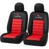 WOLTU Set Coprisedili Anteriori Auto 2 Posti Seat Cover Protezioni Universali per Macchina Tessuto Poliestere Nero/Rosso
