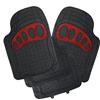 WOLTU Tappetini Auto Universali Tagliabile Tappeto Antiscivolo Moquette Gomma Nero+Rosso Set 4 Pezzi