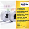 AVERY ZWECKFORM - Confezione da 5 confezioni da 10 rotoli da 1200 etichette a 2 righe (10+ 8 caratteri) bianche adesive perm PLP1626