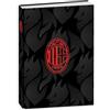 PRESTIGE & DELUXE Diario Milan rossoneri - versione black nera - F.to standard 18 x 14 cm per la scuola 2026/2027 - copertina imbottita + Omaggio portachiave squadra