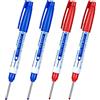 TopHomer 4 pennarelli a foro profondo, impermeabili, a testa lunga, punta fine da 30 mm, per lavorazione del legno, costruzioni, fabbricazione (blu e rosso)