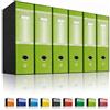 LogicaShop UBOX Raccoglitori ad Anelli A4 Grandi con Custodia, Faldoni Archivio, Classificatori Documenti Dossier Ufficio, Dox Registratore a Leva Raccoglitore (6Pz Commerciale, Lime, Dorso 8)