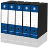 LogicaShop DOX Faldoni Portadocumenti Ufficio con Custodia, Raccoglitore ad Anelli A4, Dorso 8, Formato Commerciale, 32 cm Altezza, Classificatori Dossier Archivio Fatture e Documenti, 5 Pz (Blu)