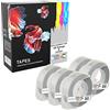 PRESTIGE CARTRIDGE 5 Compatibili Rotoli bianco su argento 9mm x 3m Nastri a rilievo (plastica, autoadesive) per DYMO 3D Omega e Junior Goffratura macchina