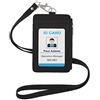 GOGO Porta Badge da Collo in PU, Porta Badge id con cerniera laterale e colletto rimovibile, Porta tesserino da collo, Porta tessere con cordón, Porta badge collo con cordino - Nero