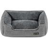 Feandrea Cuccia per Cani, Lettino per Animali in Simil Lino, Bordi Rialzati, Fondo Antiscivolo, Copertura Sfoderabile per Lavaggio, Taglia M per Cane Piccolo, 70 x 55 x 21 cm, Grigio Chiaro PGW10GG
