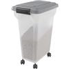 Iris Ohyama, Contenitore per Crocchette, 20L/7.5kg, Grigio, Ermetici, Contenitore per Alimenti in Plastica con Coperchio, con Ruote, Per Cibo per Gatti, Cani, Cibo secco, Dolci, Scatola, ATS-M