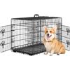 Yaheetech Gabbia per Cani Gatti Kennel in Metallo Cuccioli Pieghevole con Vassoio Rimovibile Doppia Porta e Divisorio Regolabile 92 × 56,5 × 63 cm Nero