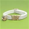 Generico Collare di gatto in velluto artificiale morbido personalizzato, Tag personalizzato del gatto, Collare del gatto inciso laser del bottone del metallo, circonferenza del collo 16-32 cm(Bianco)