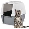 Iris Ohyama Lettiera per Gatti with Scoop, Grigio, Antispruzzo, Facile da pulire, Chiuso, Per Gattini, Gatti Adulti, Conigli, Grande, Senza BPA, Lato alto, Cappuccio staccabile, CLH-17J