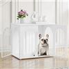 Hzuaneri 68 cm Gabbia per Cani, Tavolo Supplemento, Cuccia Moderna per Cani Interno, Gabbia per Cuccioli, Casetta per Animali, 3 porte, Porta ad arco, 49 x 68 x 56 cm, Bianco DFC85513W
