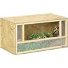 PawHut Terrario per Rettili in Legno, Teca per Rettili con Pannelli in Rete e Porte in Vetro Scorrevoli, Rettilario Multiuso, per Camaleonte, Lucertole, Serpente, 40x80x40 cm
