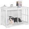 Hzuaneri 110cm Gabbia per Cani, Tavolo Supplemento, Nicchia Moderna per Cani, Gabbia per Cuccioli, Casetta per Animali, 2 porte, 65 × 110 × 81 cm, Bianco DFC84413W