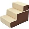 PawHut Scala per Cani e Cuccioli | 3 Gradini Rimovibili e Antiscivolo | Per Divano o Letto | Beige e Marrone | 54x40x39cm
