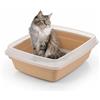 Iris Ohyama, Vasca per lettiera per gatti piccoli, beige, facile da pulire, per la casa, con bordi rimovibili, anti-perdite, per gatti adulti, gattini, senza BPA, apertura in alto, CLH-12S
