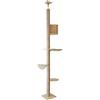MH-RING Tiragraffi Soffitto 270-320 cm, Grande Albero per Gatti dal Pavimento al Soffitto, Graffiatoio Sisal Con 3 Piattaforme Grandi, Amaca in Peluche, Beige