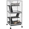 PawHut Gabbia per Piccoli Roditori in Acciaio 52x52x113.5cm Grigio Chiaro | Gabbietta, Gabbia per Porcellini d'India e Cincillà, 3 Piani, 4 Ruote, Amaca, Vassoio Rimovibile