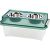 Iris Ohyama, Ciotola Rialzata con Supporto in Scatola di Plastica, 18L,Verde, Mangiatoia rialzata per Cane, Gatto, con Doppia Ciotola, Acqua, Cibo, Clip, Solida, Contenitore Crocchette, Senza BPA,FS-M